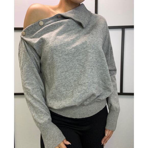 Sweater grey open shoulder push buttons size M - Picture 1 of 4